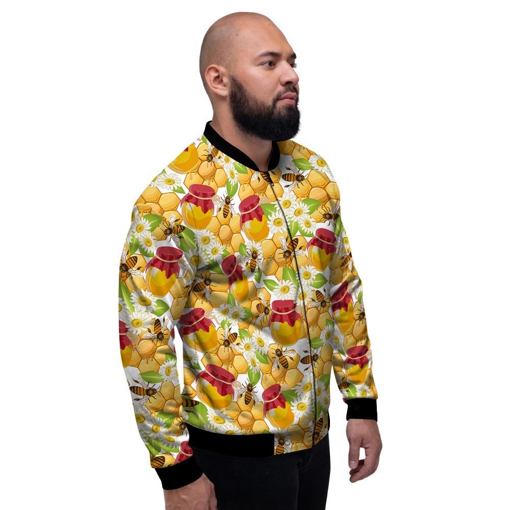 Bee Hive Sweet Honey Print Pattern Men's Bomber Jacket-grizzshop