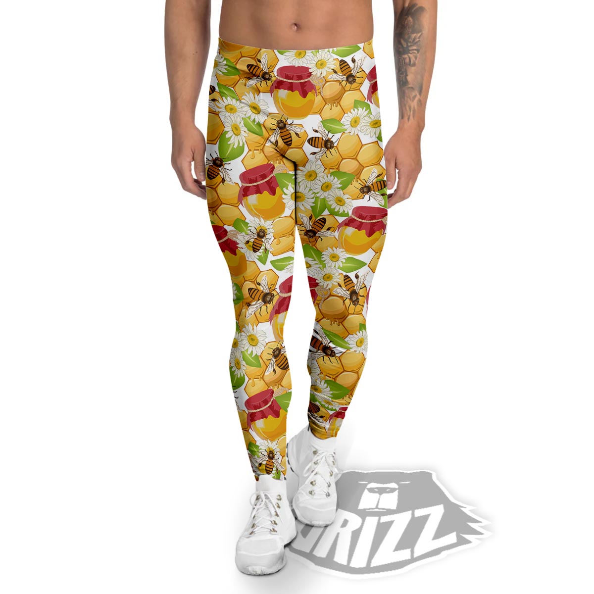 Bee Hive Sweet Honey Print Pattern Men's Leggings-grizzshop