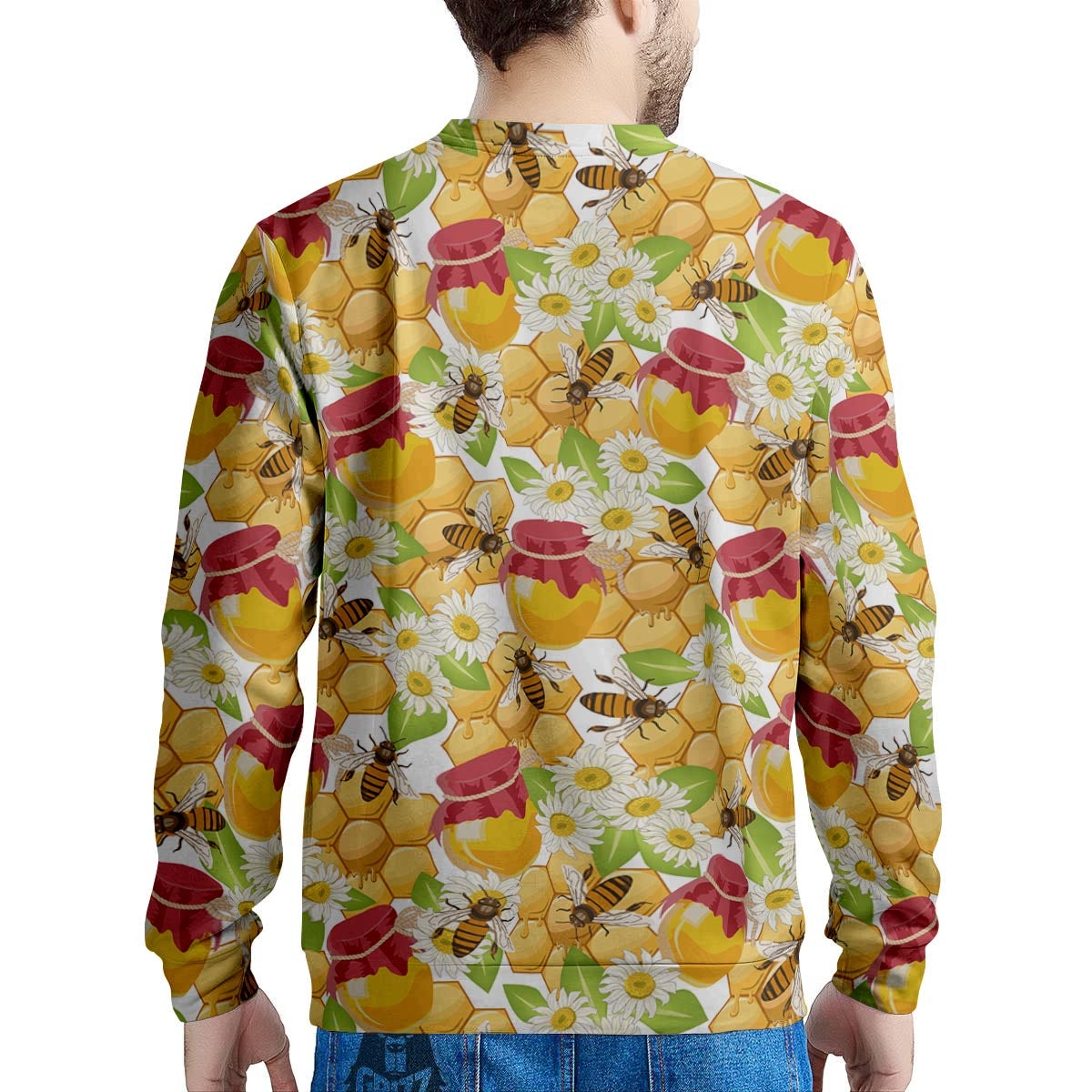Bee Hive Sweet Honey Print Pattern Men's Sweatshirt-grizzshop