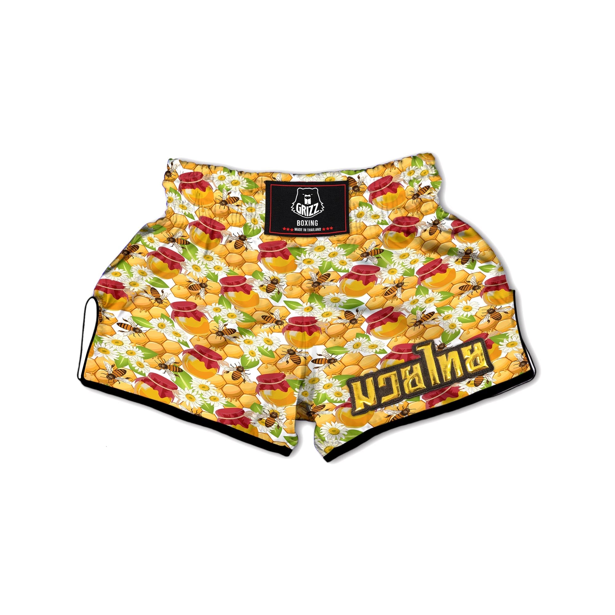 Bee Hive Sweet Honey Print Pattern Muay Thai Boxing Shorts-grizzshop