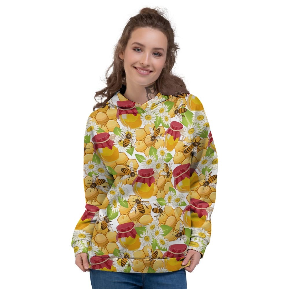 Bee Hive Sweet Honey Print Pattern Women's Hoodie-grizzshop