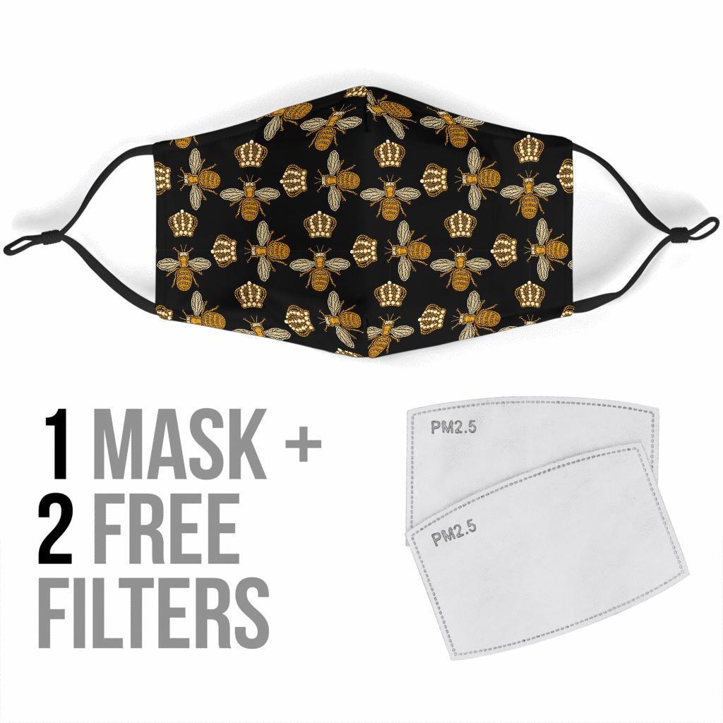 Bee Honey Gifts Pattern Print Face Mask-grizzshop