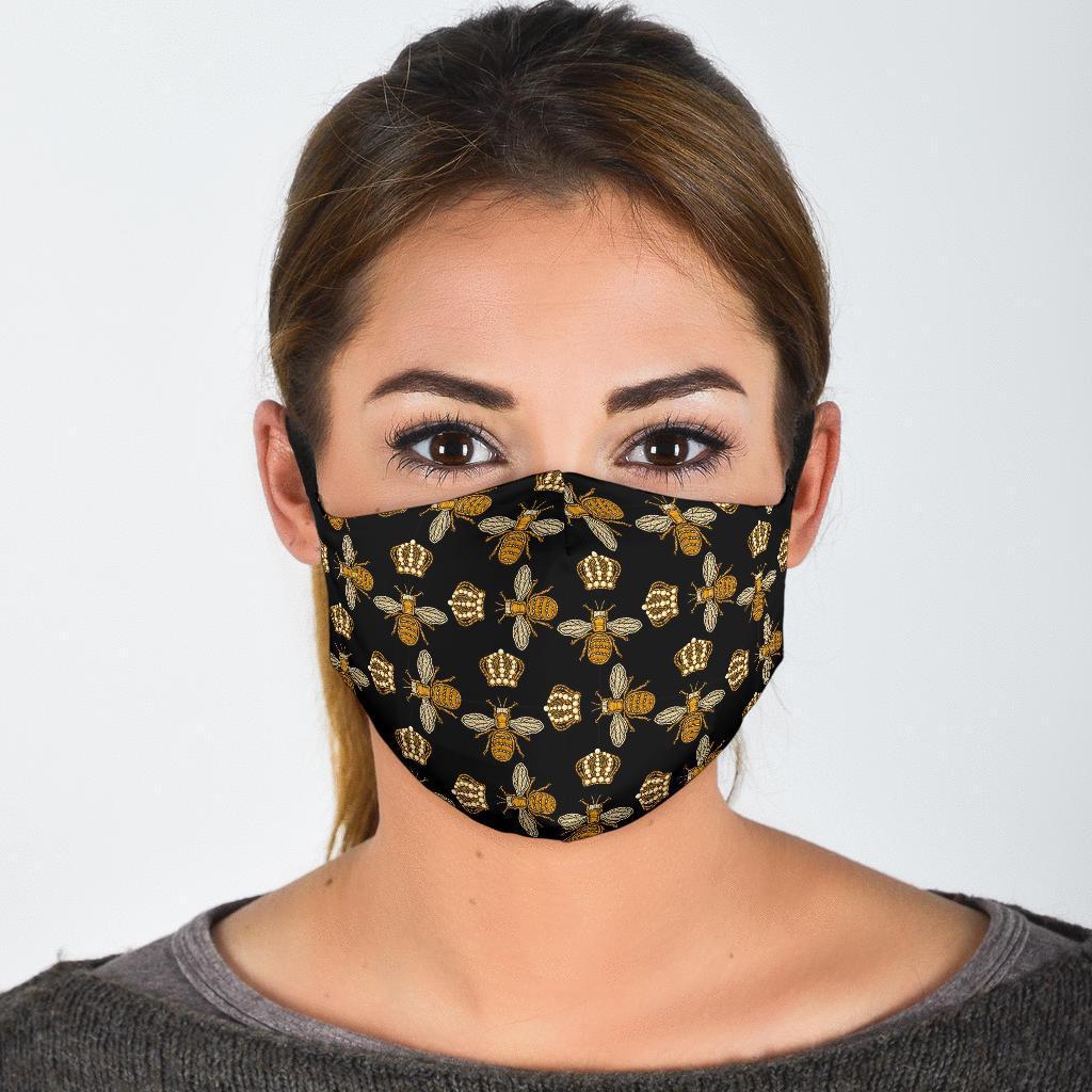 Bee Honey Gifts Pattern Print Face Mask-grizzshop