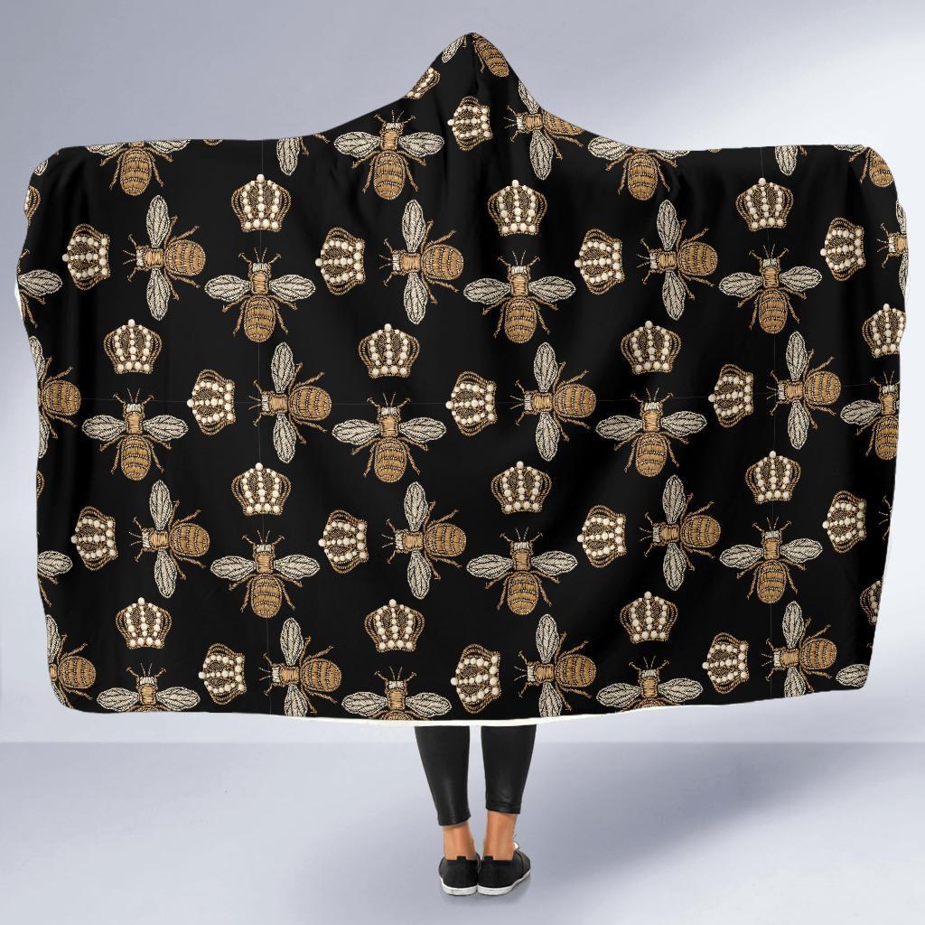 Bee Honey Gifts Pattern Print Hooded Blanket-grizzshop