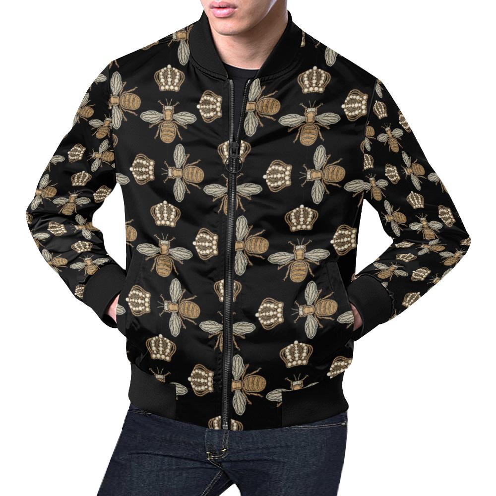 Bee Honey Gifts Pattern Print Men's Bomber Jacket-grizzshop