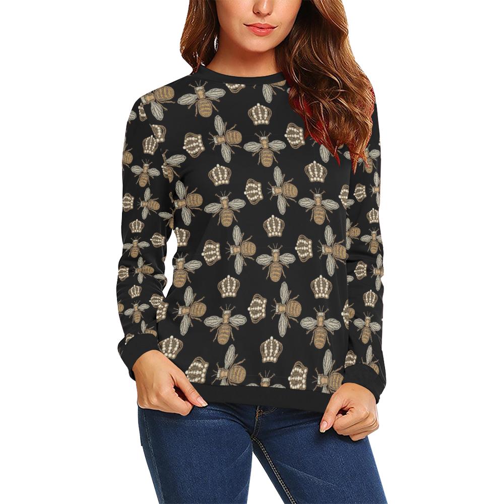 Bee Honey Gifts Pattern Print Women Crewneck Sweatshirt-grizzshop