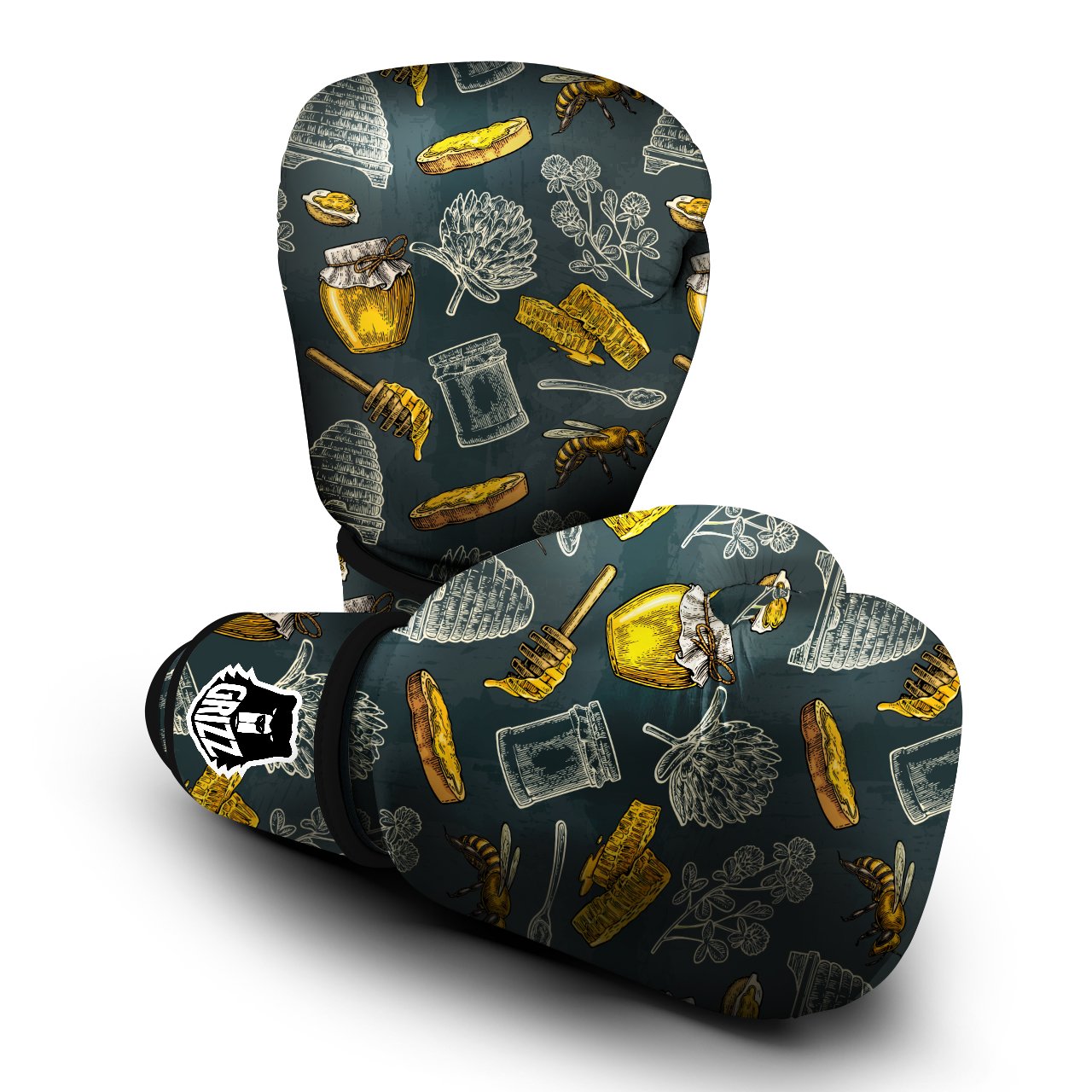 Bee Honey Vintage Print Pattern Boxing Gloves-grizzshop