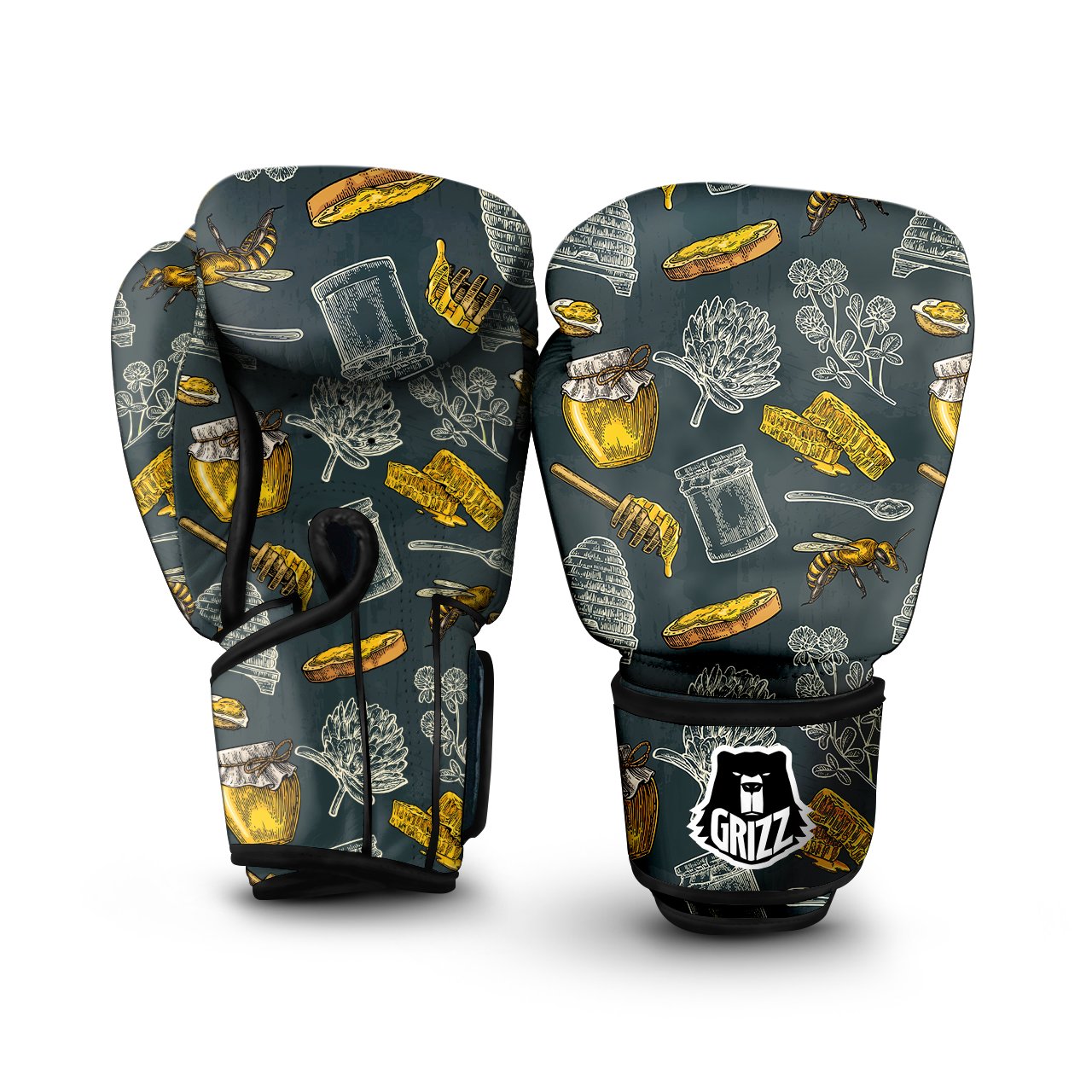 Bee Honey Vintage Print Pattern Boxing Gloves-grizzshop