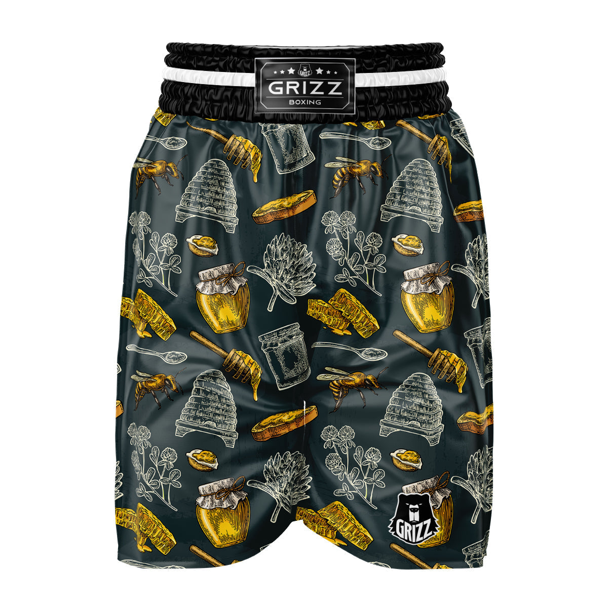 Bee Honey Vintage Print Pattern Boxing Shorts-grizzshop