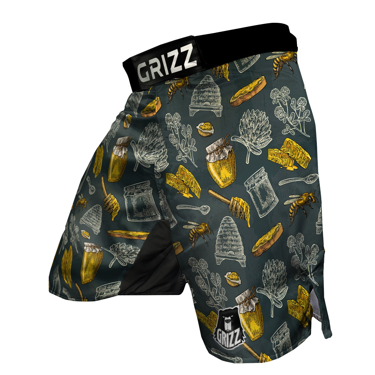 Bee Honey Vintage Print Pattern MMA Shorts-grizzshop
