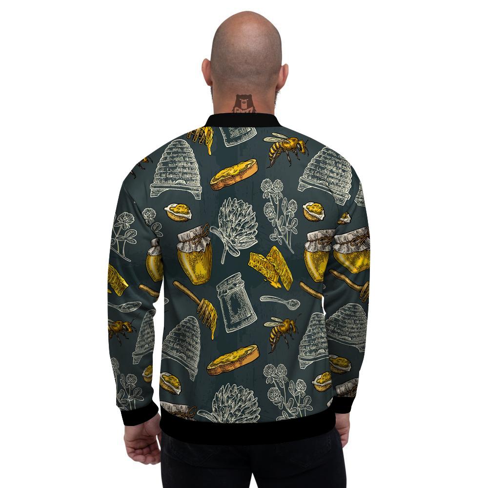 Bee Honey Vintage Print Pattern Men's Bomber Jacket-grizzshop