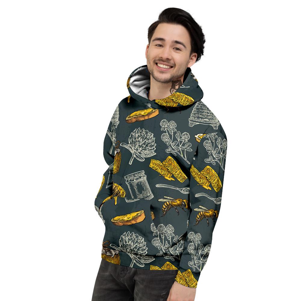 Bee Honey Vintage Print Pattern Men's Hoodie-grizzshop