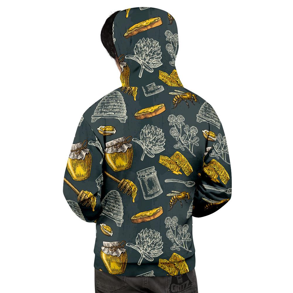 Bee Honey Vintage Print Pattern Men's Hoodie-grizzshop
