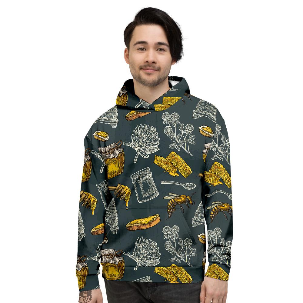 Bee Honey Vintage Print Pattern Men's Hoodie-grizzshop