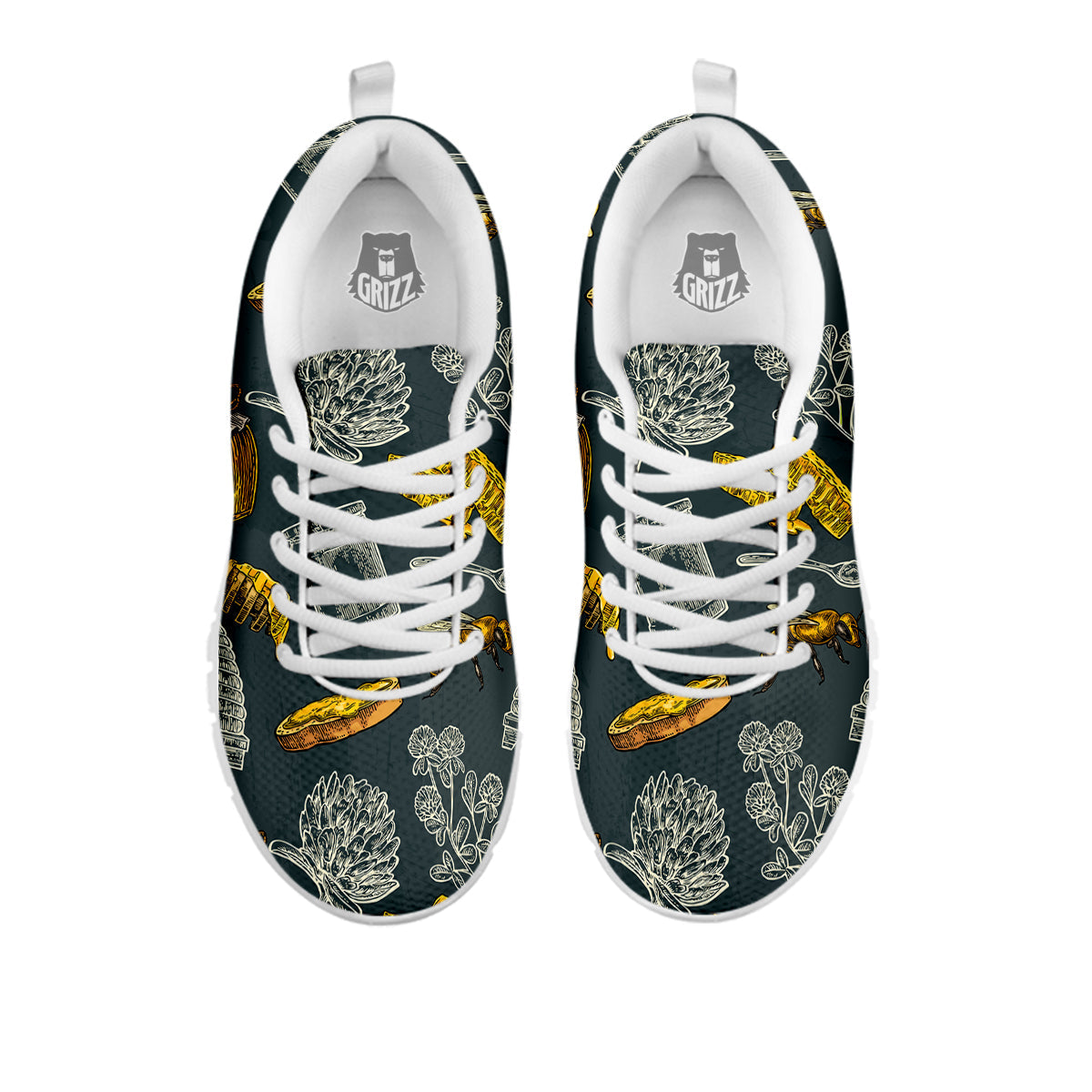Bee Honey Vintage Print Pattern White Sneaker-grizzshop