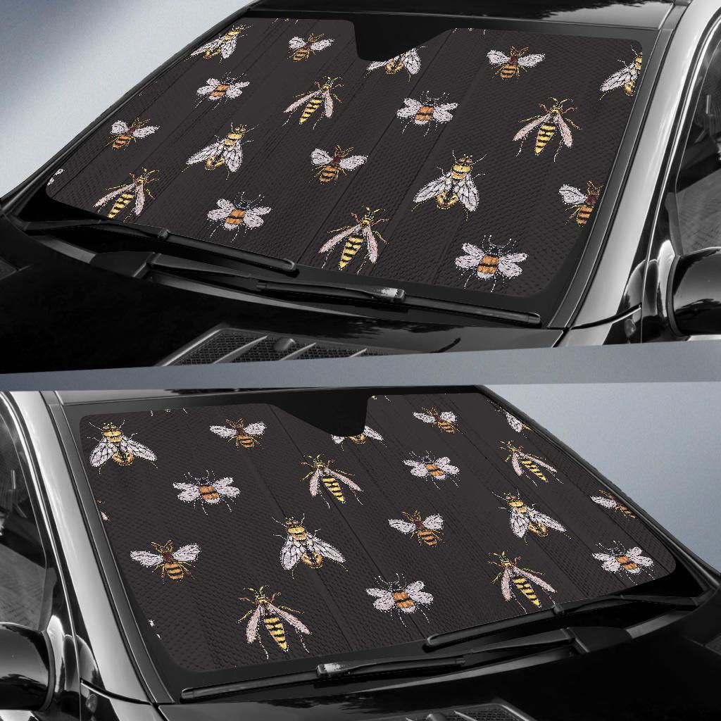 Bee Lovers Honey Gifts Pattern Print Car Sun Shade-grizzshop