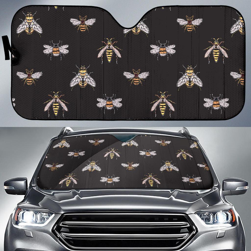 Bee Lovers Honey Gifts Pattern Print Car Sun Shade-grizzshop