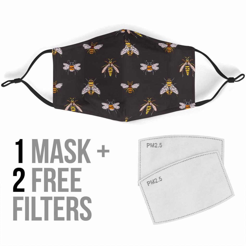 Bee Lovers Honey Gifts Pattern Print Face Mask-grizzshop