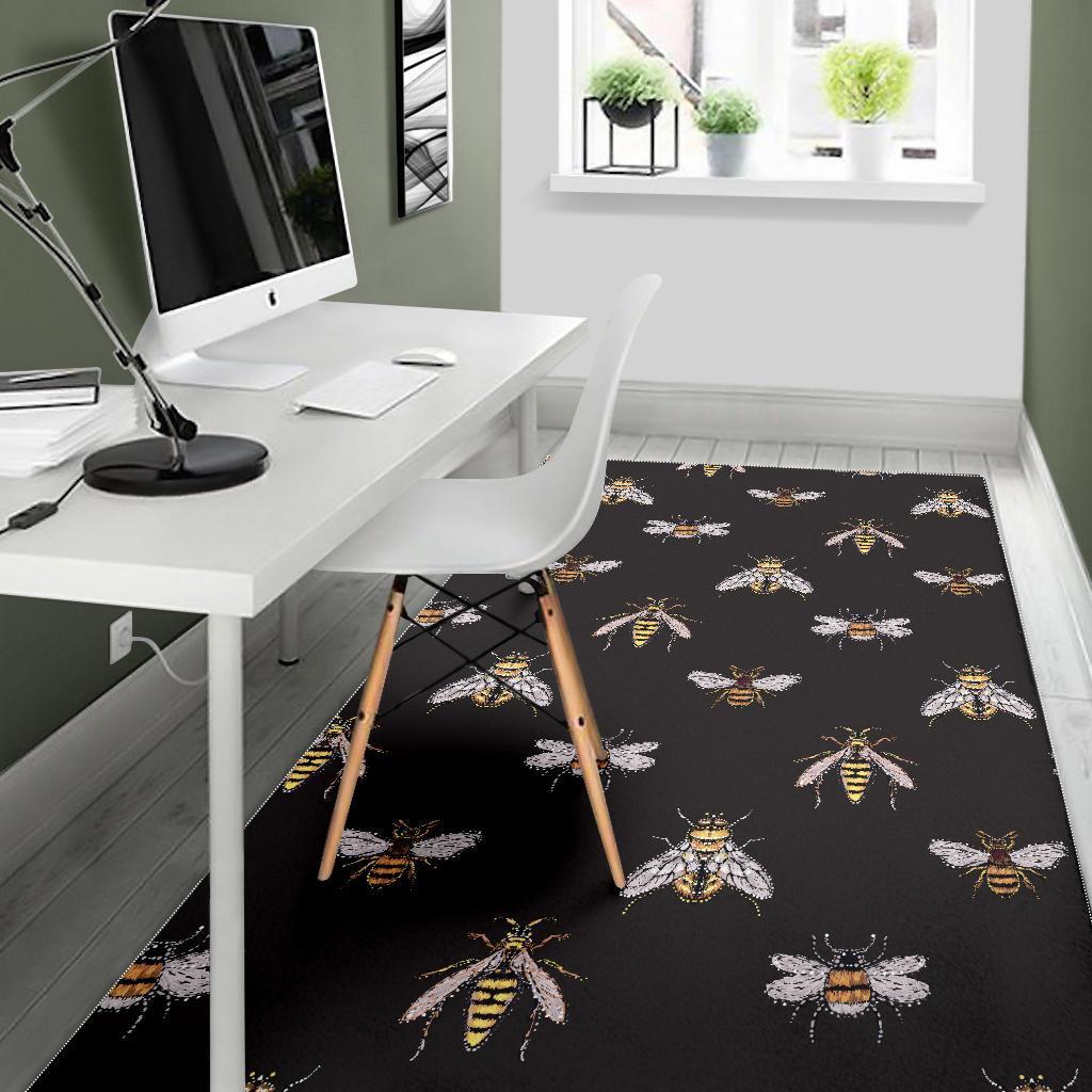 Bee Lovers Honey Gifts Pattern Print Floor Mat-grizzshop