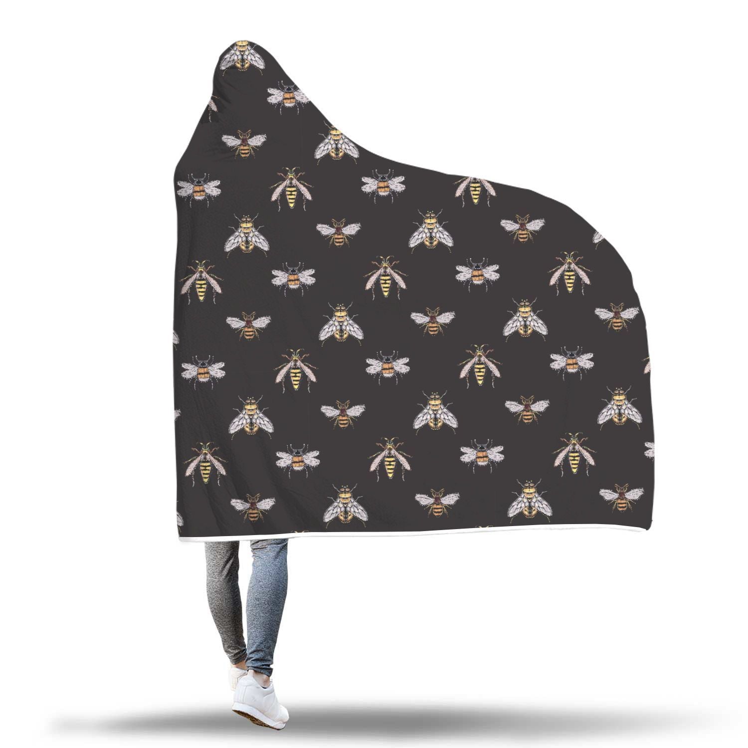 Bee Lovers Honey Gifts Pattern Print Hooded Blanket-grizzshop