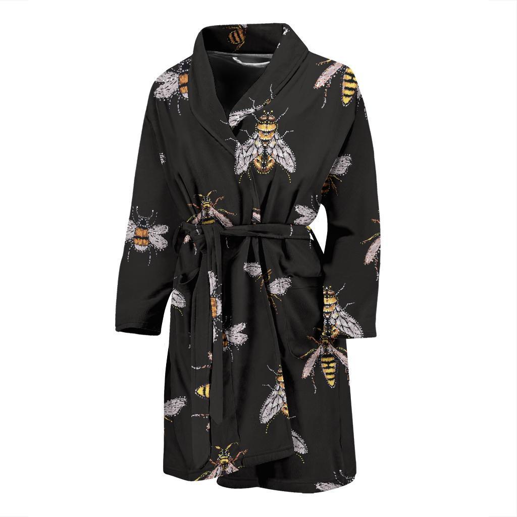 Bee Lovers Honey Gifts Pattern Print Men Long Robe-grizzshop