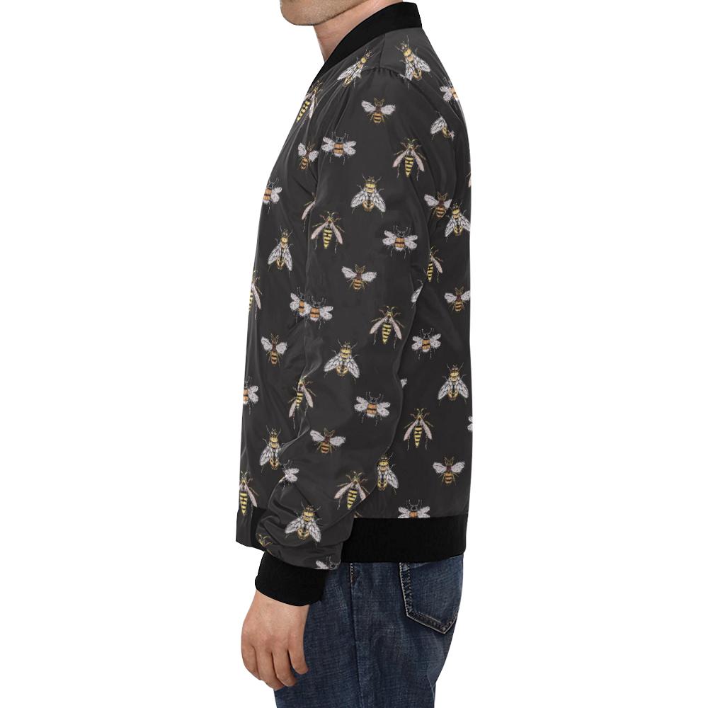 Bee Lovers Honey Gifts Pattern Print Men's Bomber Jacket-grizzshop