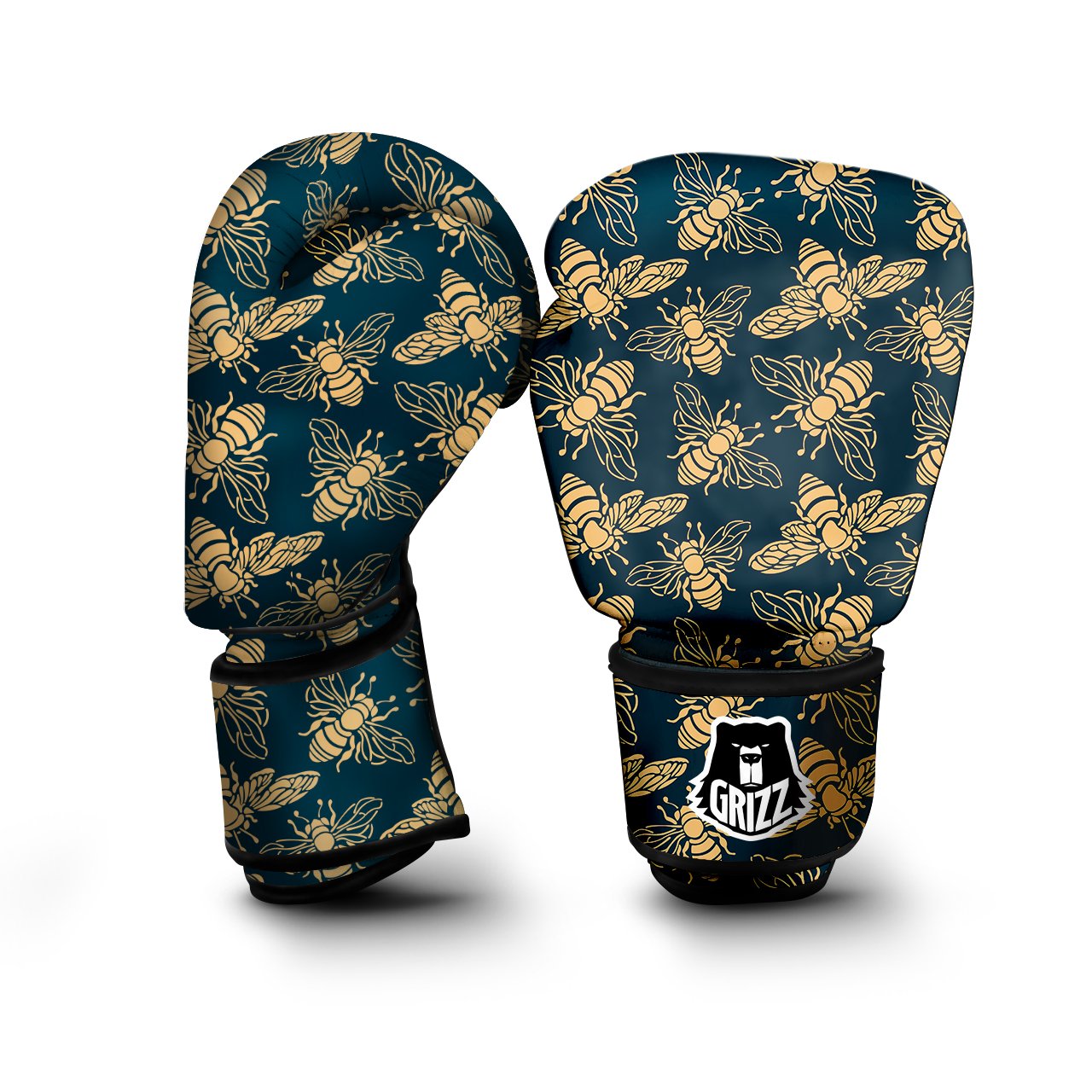 Bee Vintage Print Pattern Boxing Gloves-grizzshop