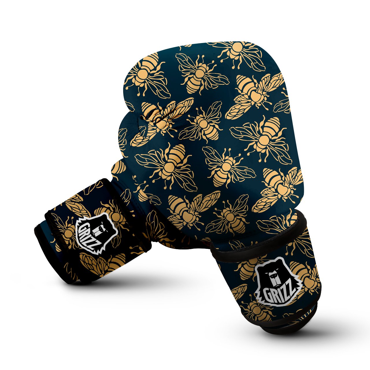 Bee Vintage Print Pattern Boxing Gloves-grizzshop