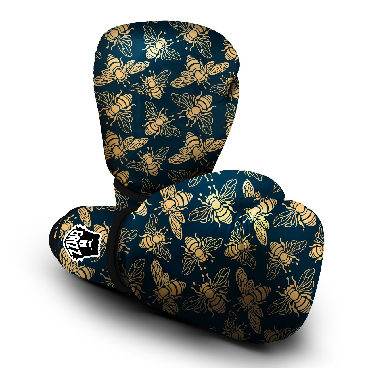 Bee Vintage Print Pattern Boxing Gloves-grizzshop