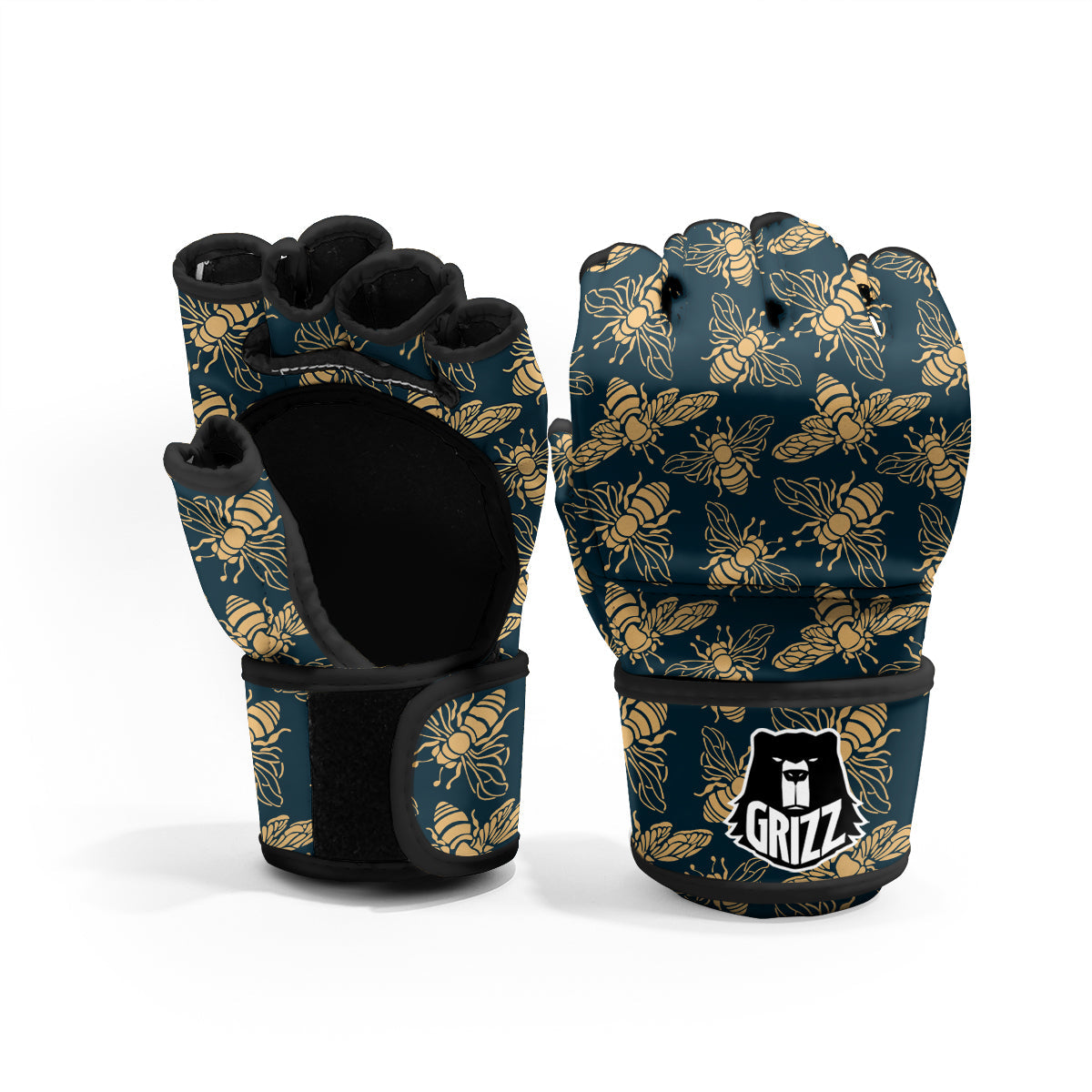 Bee Vintage Print Pattern MMA Gloves-grizzshop