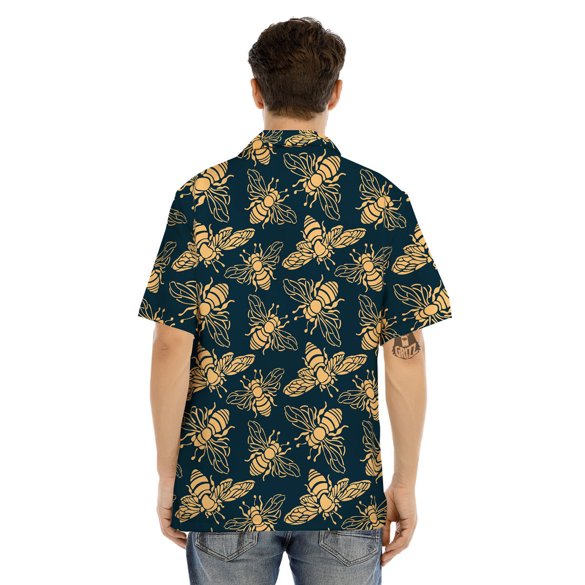 Bee Vintage Print Pattern Men's Hawaiian Shirt-grizzshop