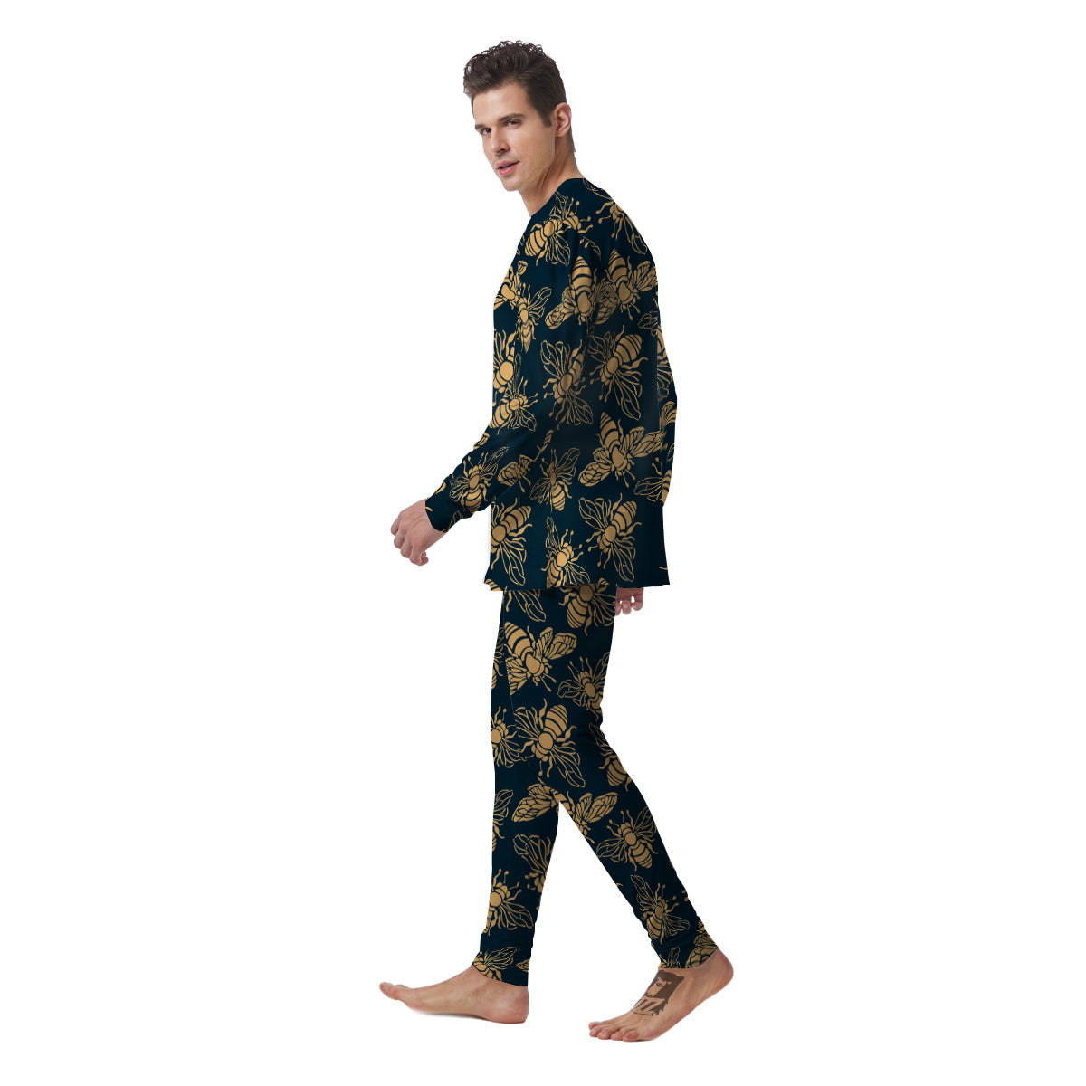 Bee Vintage Print Pattern Men's Pajamas-grizzshop