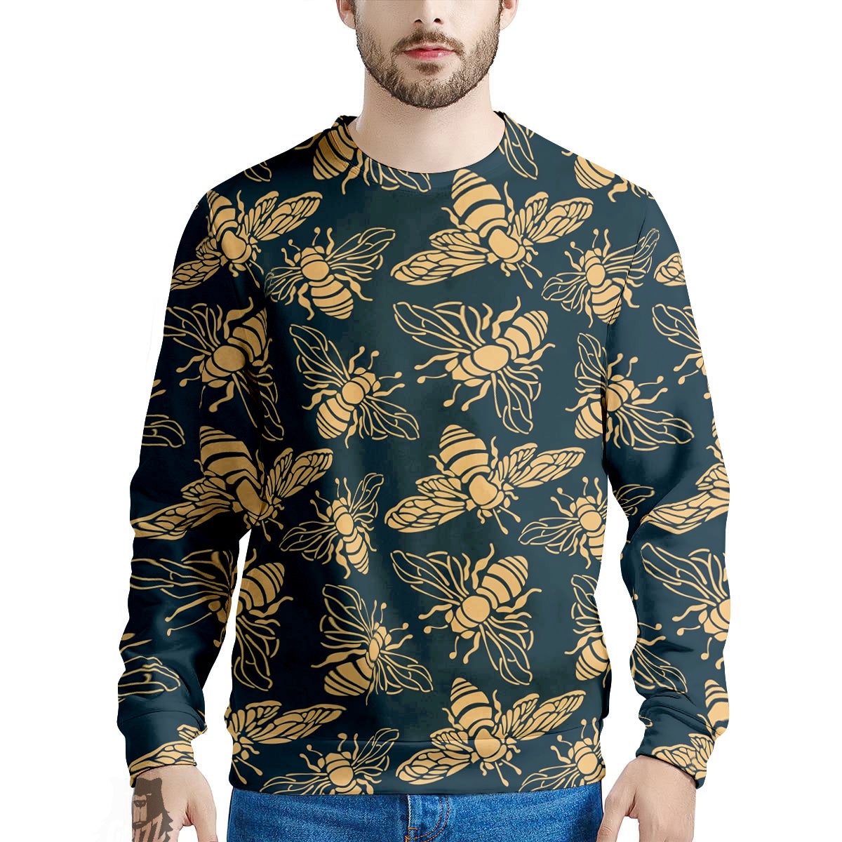 Bee Vintage Print Pattern Men's Sweatshirt-grizzshop