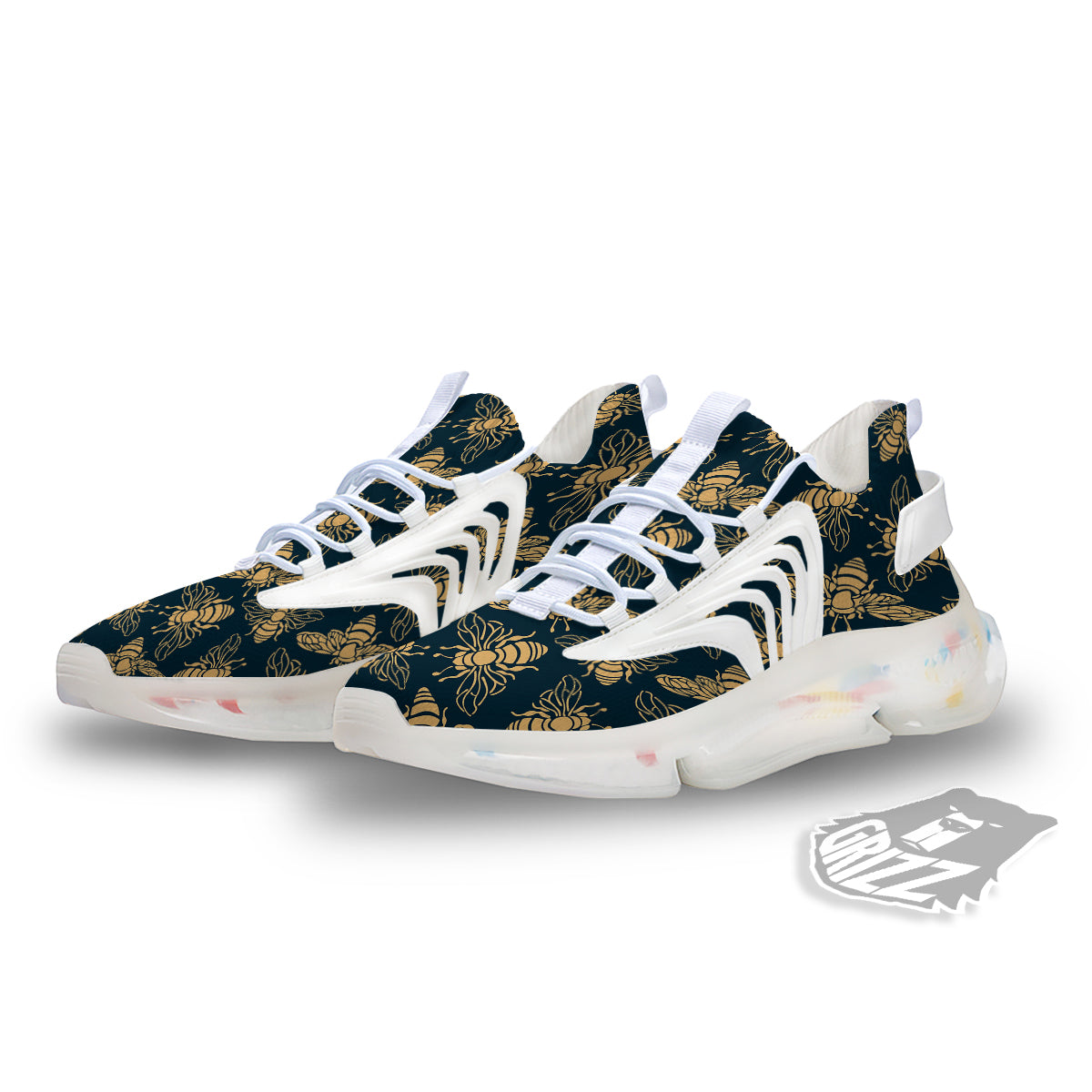 Bee Vintage Print Pattern White Gym Shoes-grizzshop