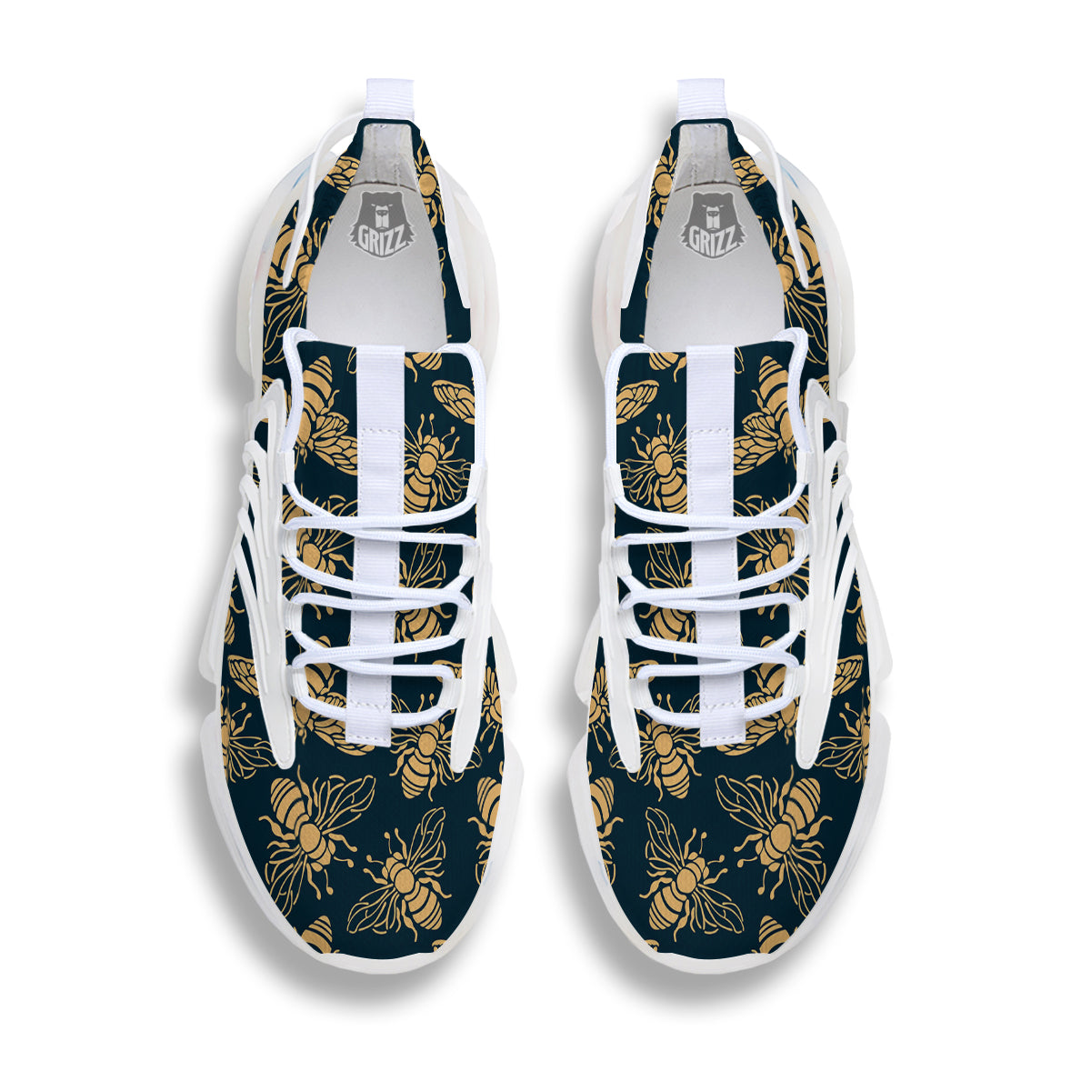 Bee Vintage Print Pattern White Gym Shoes-grizzshop