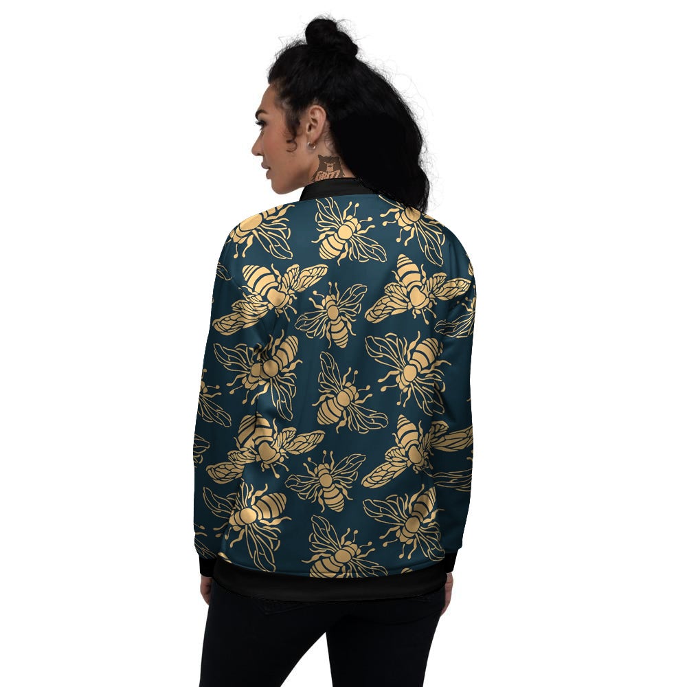 Bee Vintage Print Pattern Women's Bomber Jacket-grizzshop