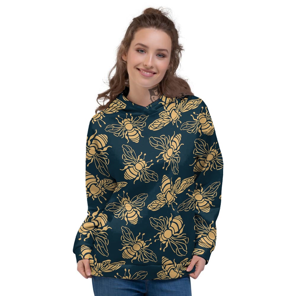 Bee Vintage Print Pattern Women's Hoodie-grizzshop