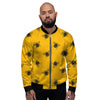 Bee Yellow Print Pattern Men's Bomber Jacket-grizzshop