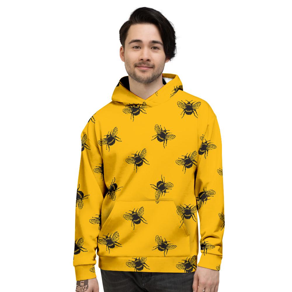 Bee Yellow Print Pattern Men's Hoodie-grizzshop