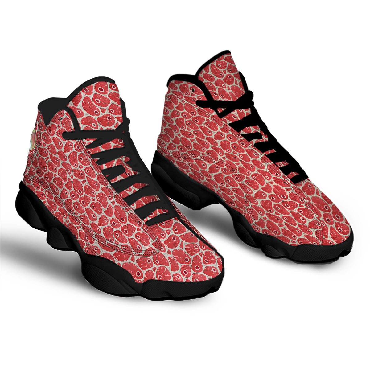 Beef Meat Print Pattern Black Basketball Shoes-grizzshop