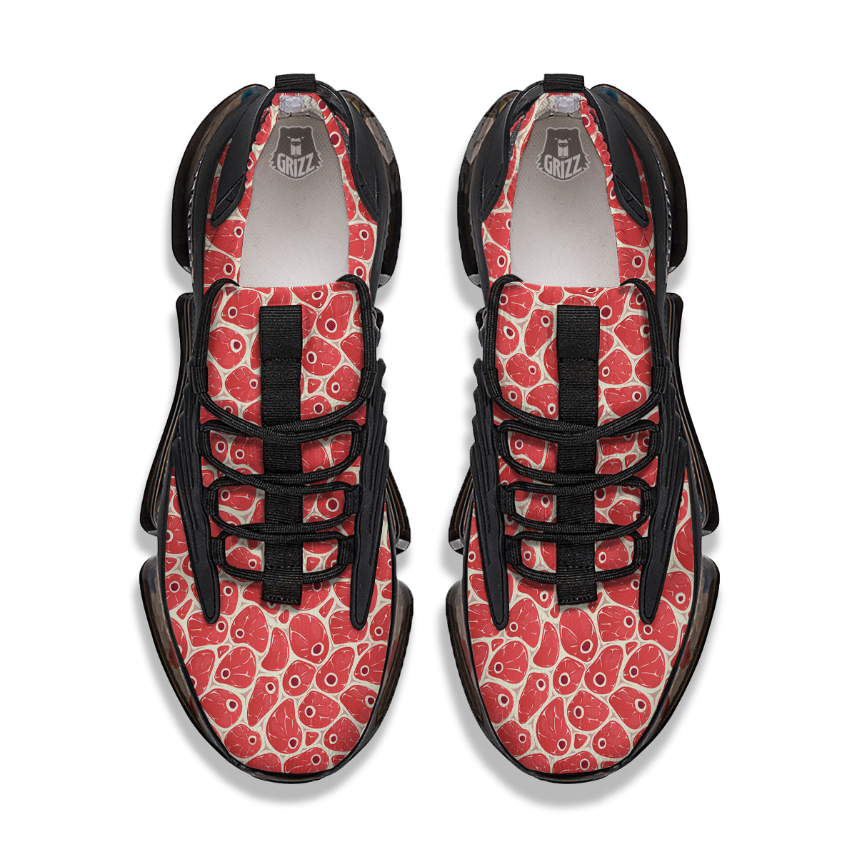 Beef Meat Print Pattern Black Gym Shoes-grizzshop