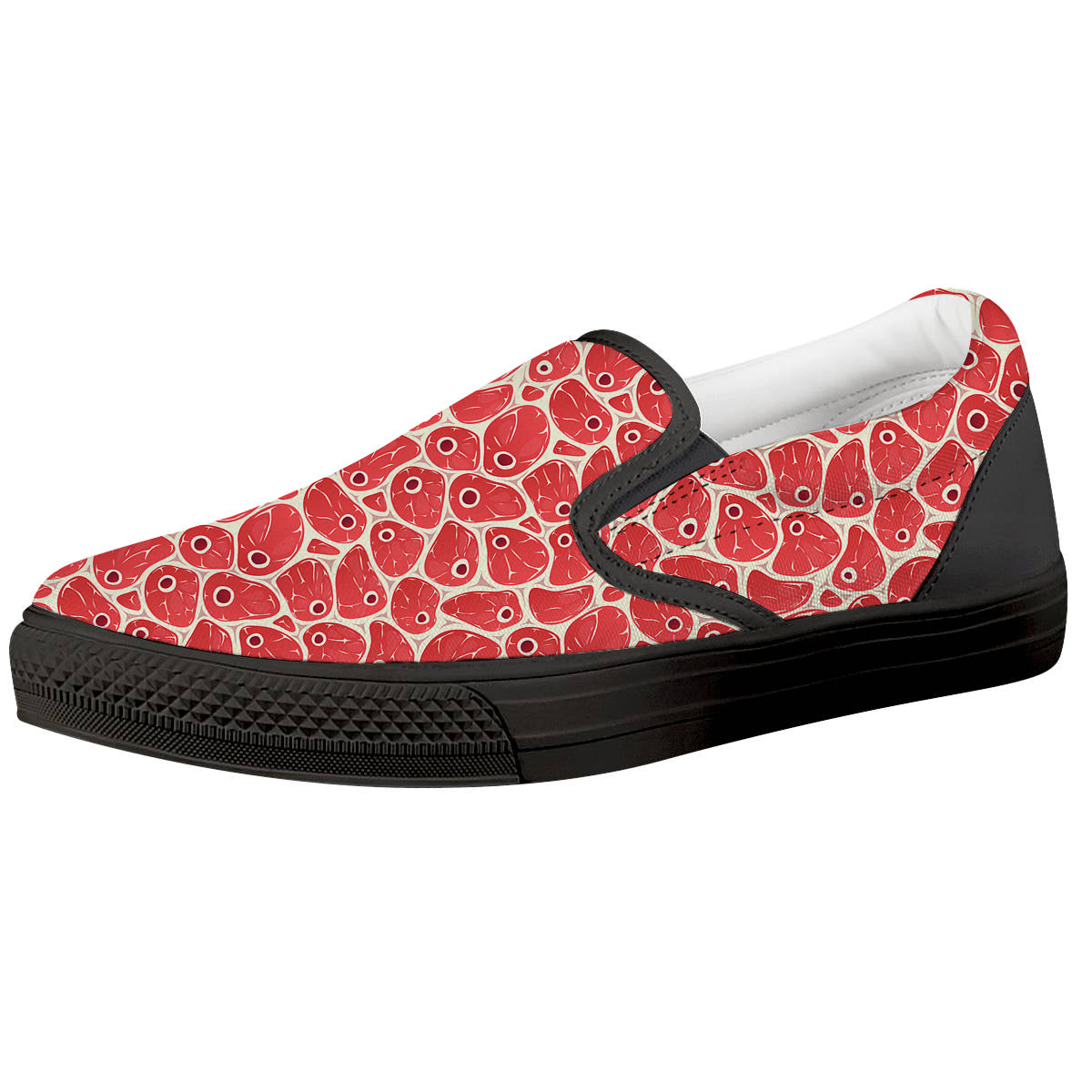 Beef Meat Print Pattern Black Slip On Shoes-grizzshop