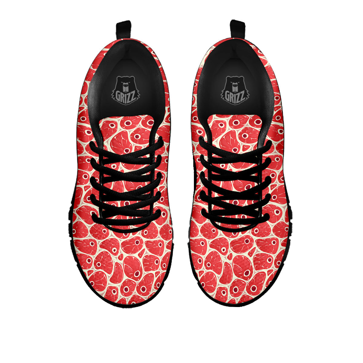 Beef Meat Print Pattern Black Sneaker-grizzshop