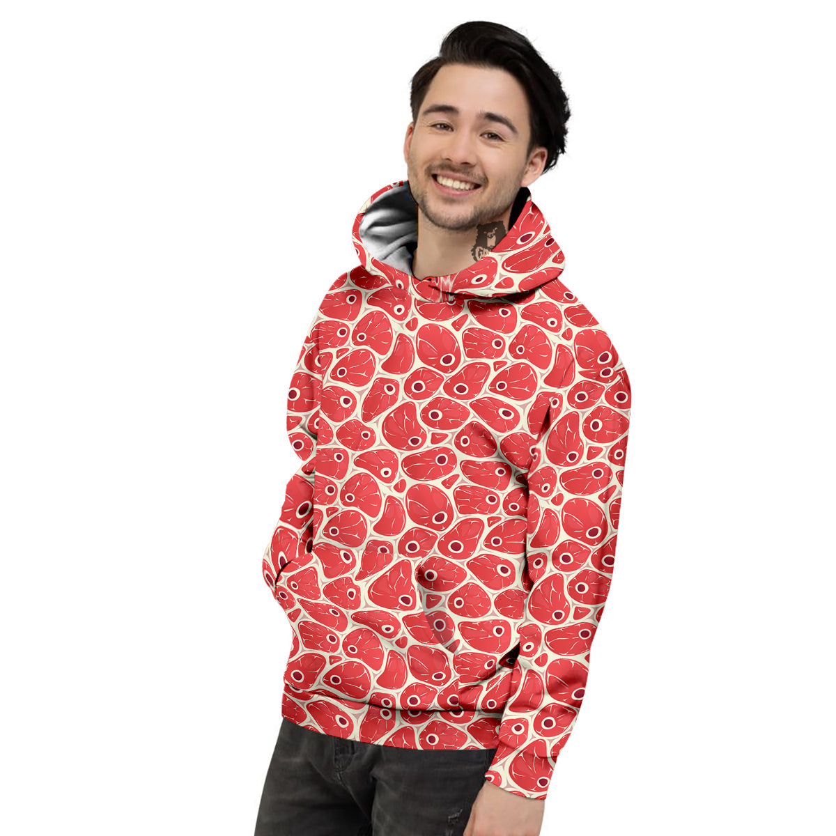 Beef Meat Print Pattern Men's Hoodie-grizzshop