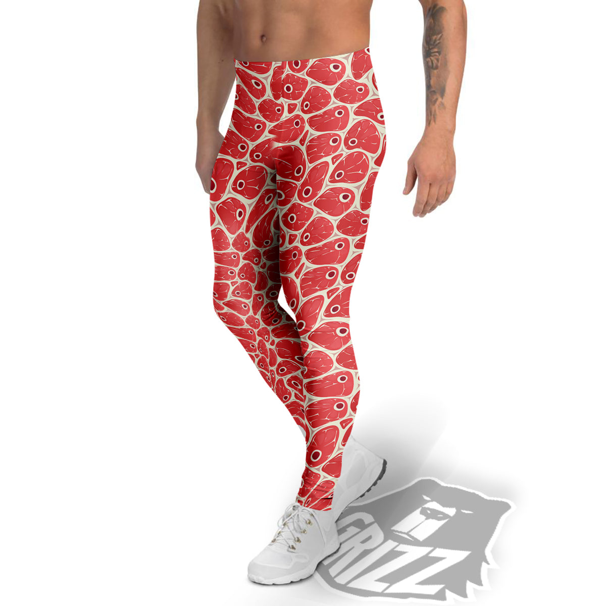 Beef Meat Print Pattern Men's Leggings-grizzshop