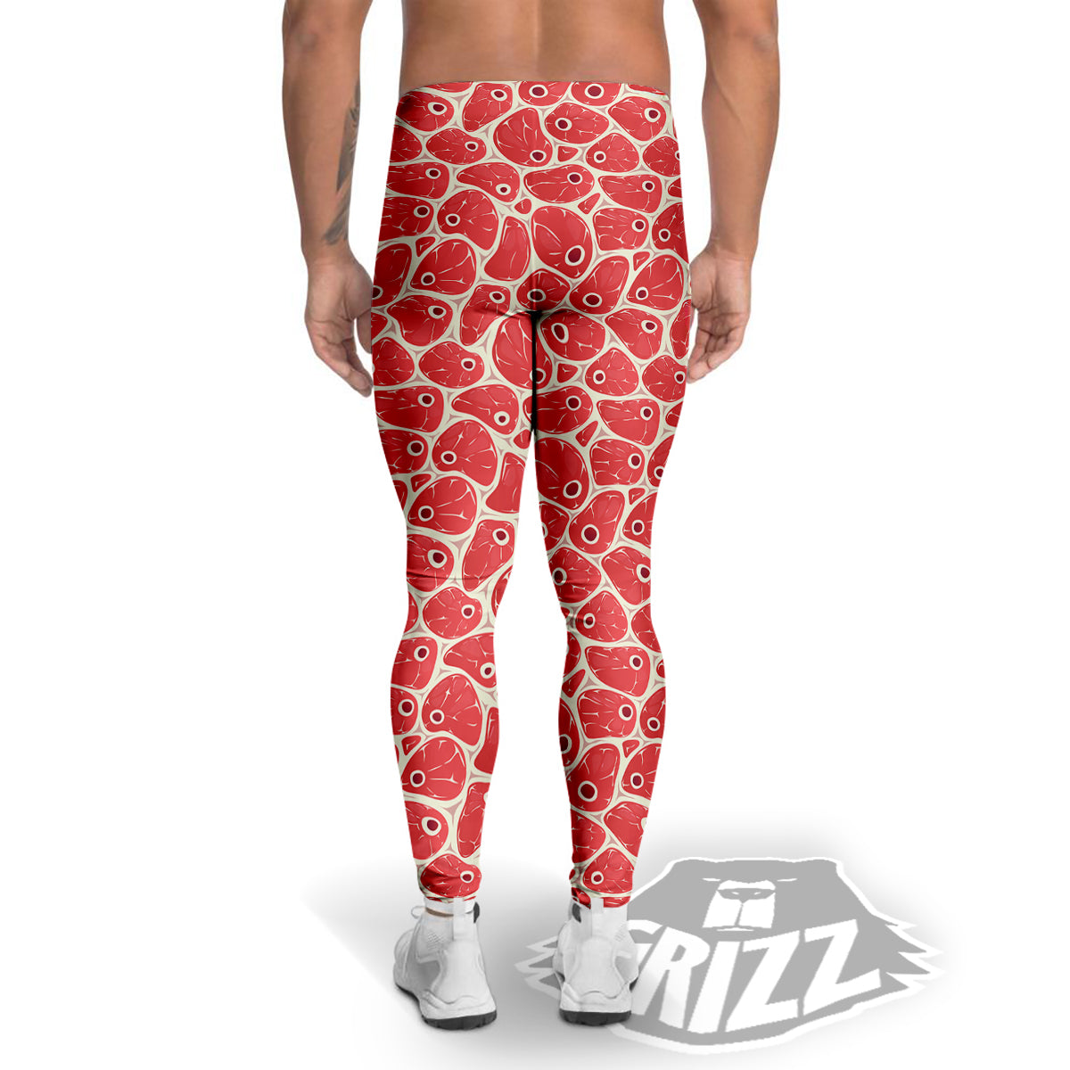 Beef Meat Print Pattern Men's Leggings-grizzshop