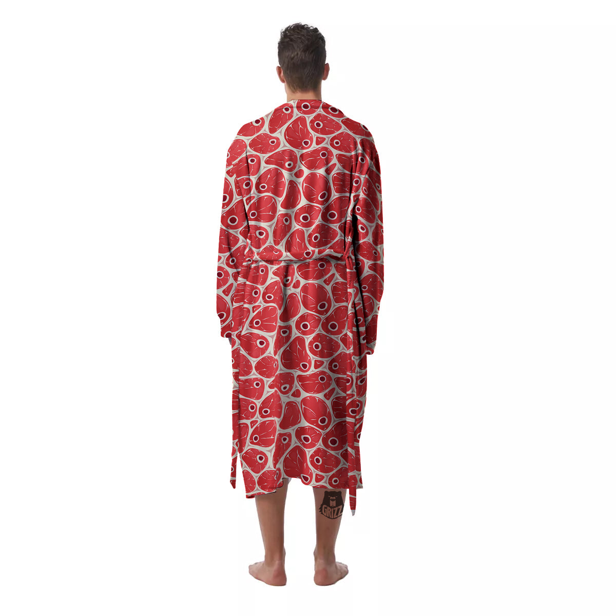 Beef Meat Print Pattern Men's Robe-grizzshop