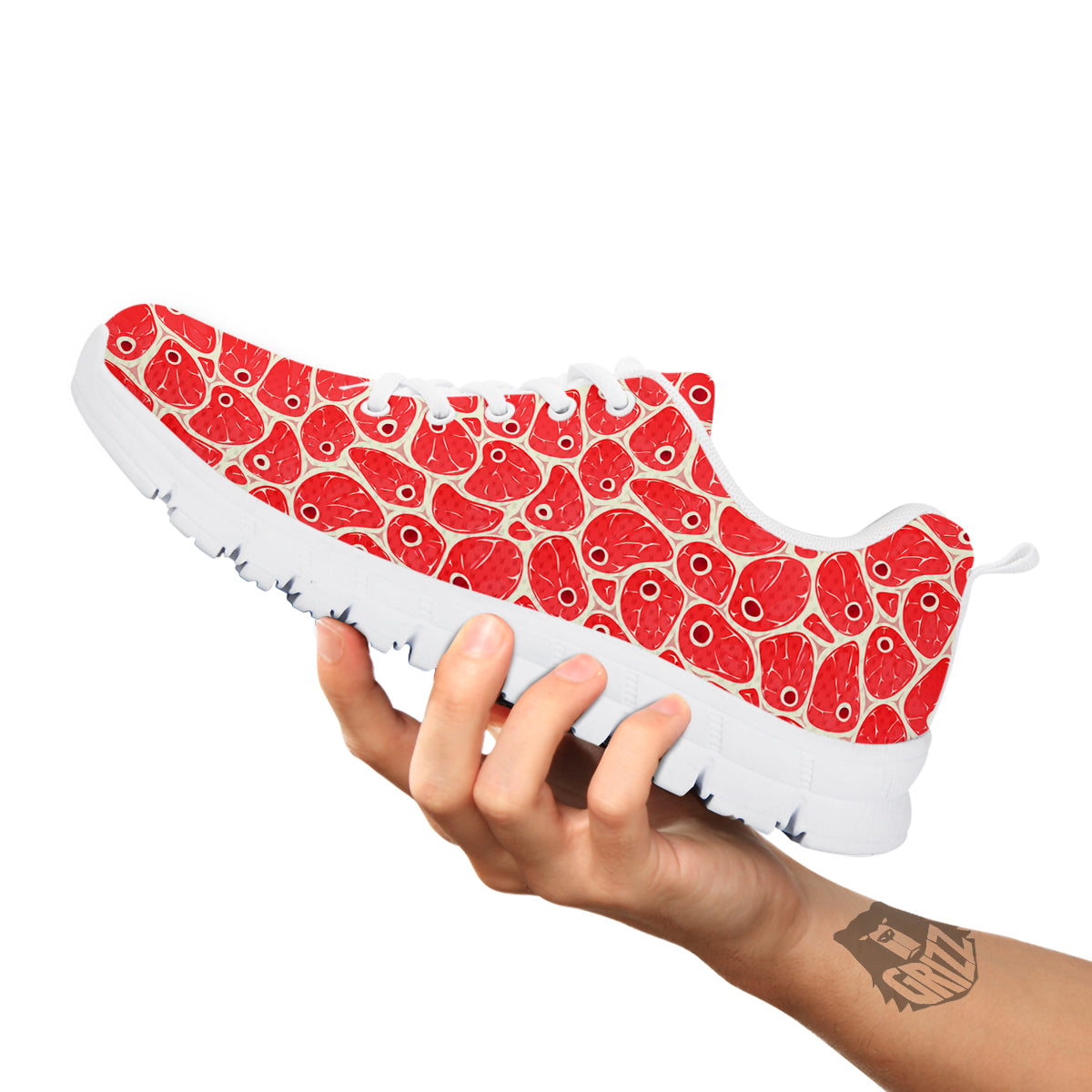 Beef Meat Print Pattern White Sneaker-grizzshop