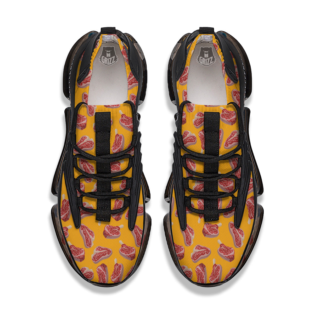 Beef Meat Steak Print Pattern Black Gym Shoes-grizzshop