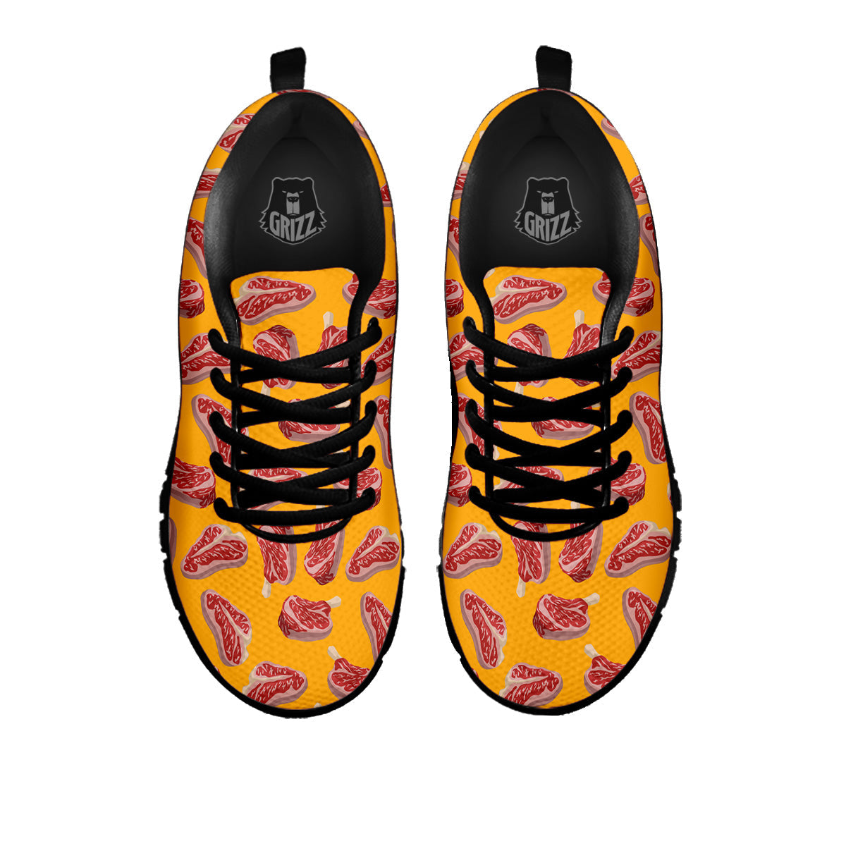 Beef Meat Steak Print Pattern Black Sneaker-grizzshop